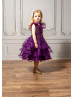 Beaded Purple Lace Organza Flower Girl Dress Party Dress